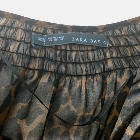 Zara Leopard Print Sheer Blouse SzXS - Picture 6 of 6
